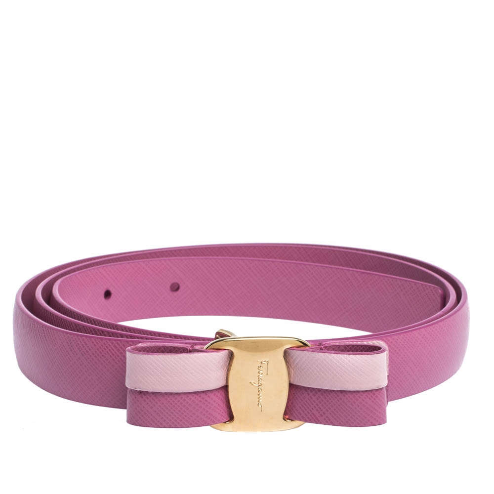 

Salvatore Ferragamo Anemone Pink Leather Bow Belt