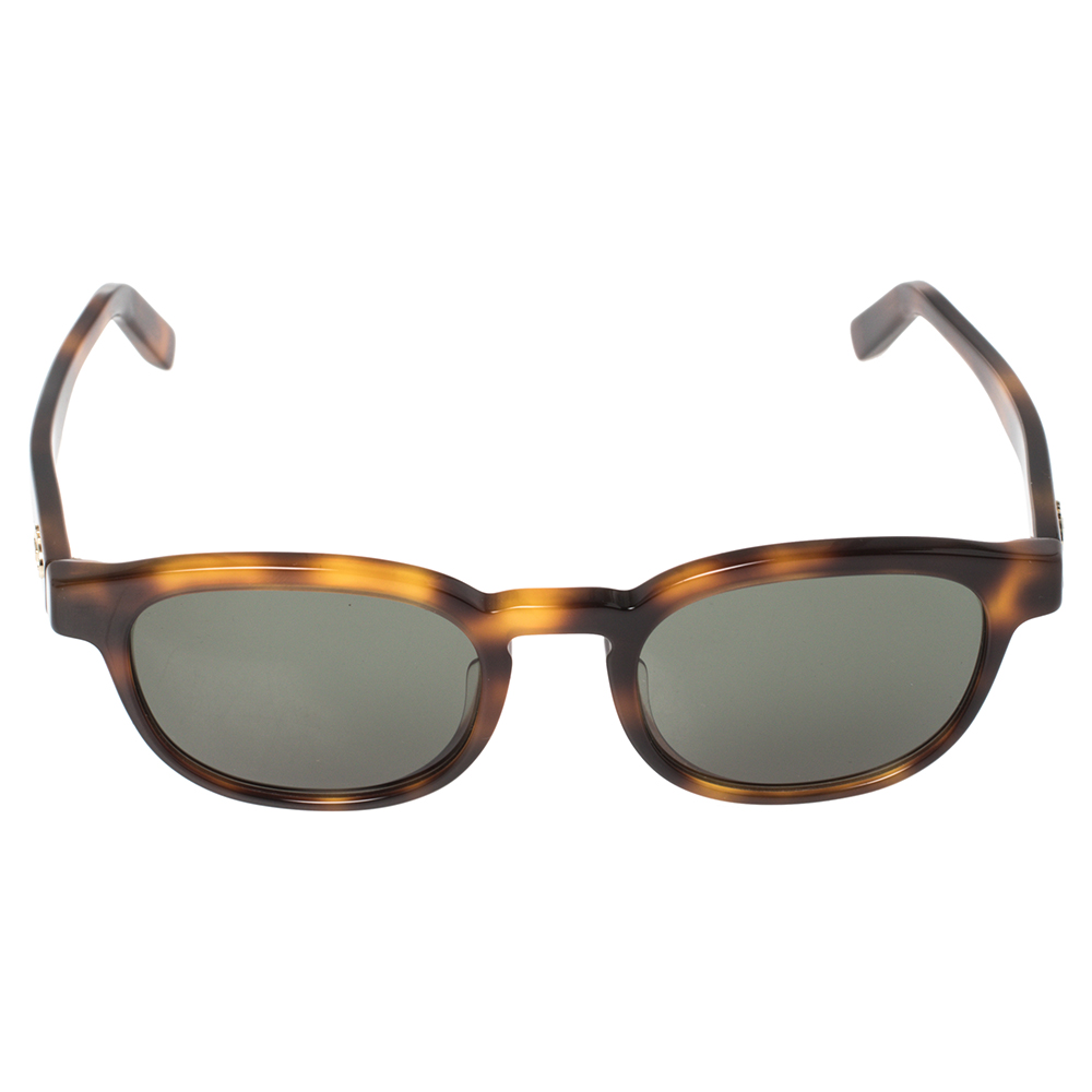 

Salvatore Ferragamo Havana/Green SF866S Oval Sunglasses, Brown