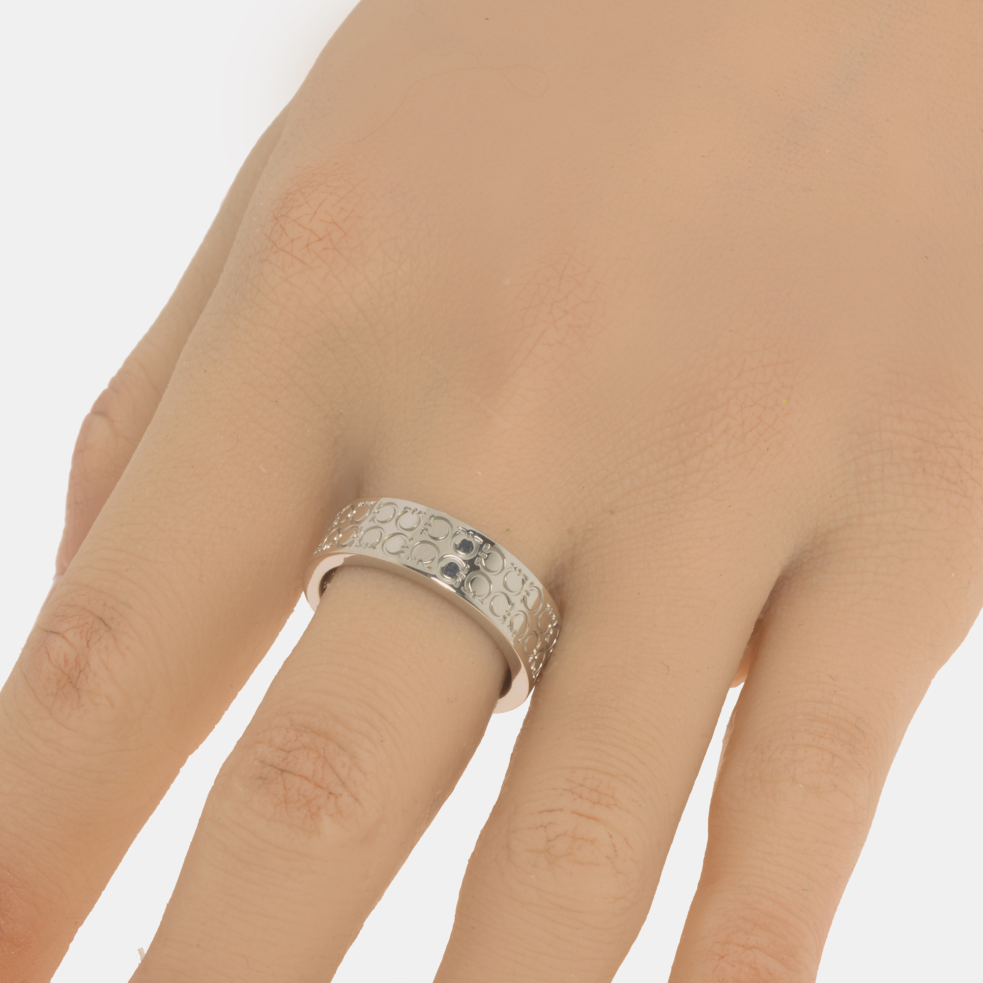 

Salvatore Ferragamo Gancini Sterling Silver Band Ring