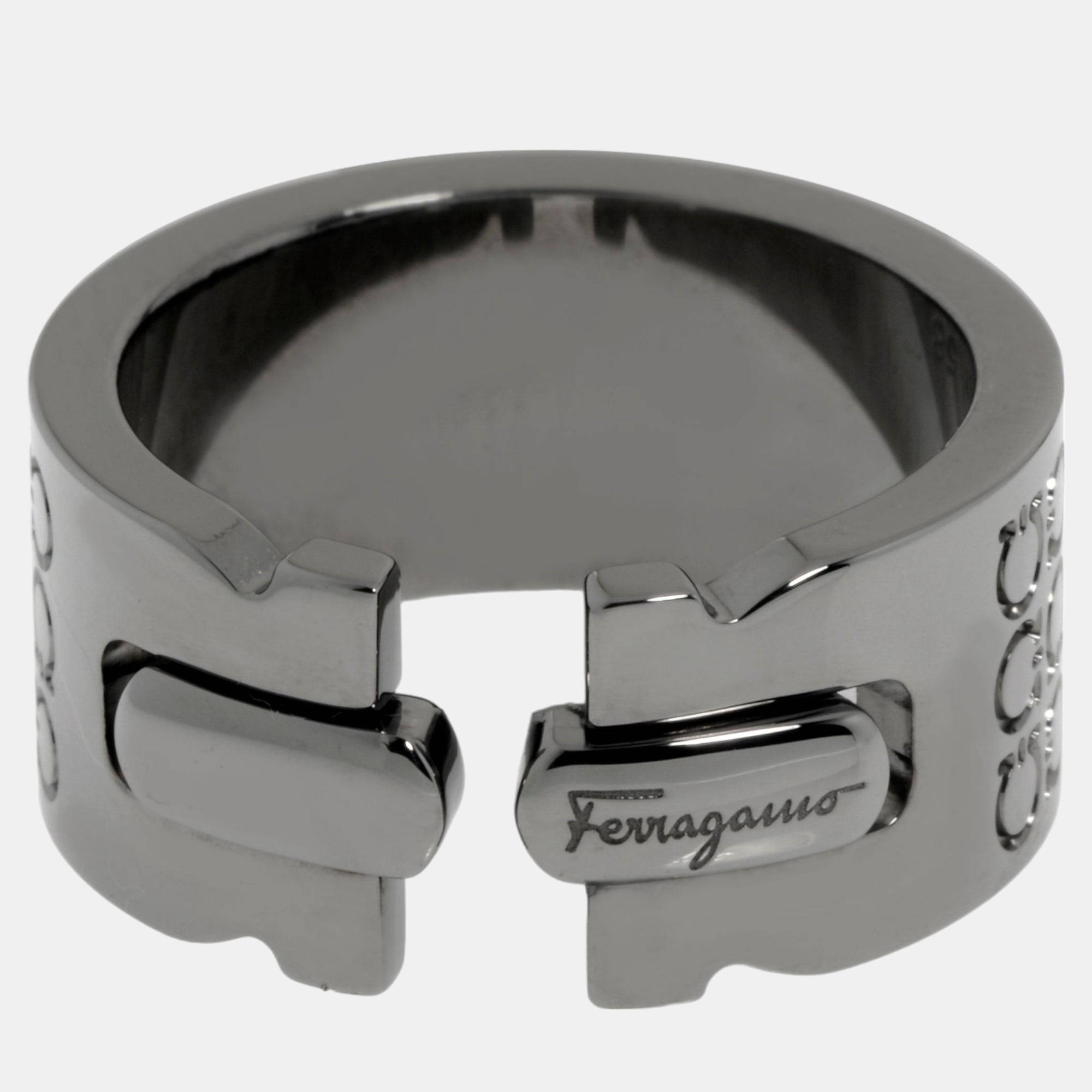 

Salvatore Ferragamo Gancini Sterling Silver Band Ring Sz. 9