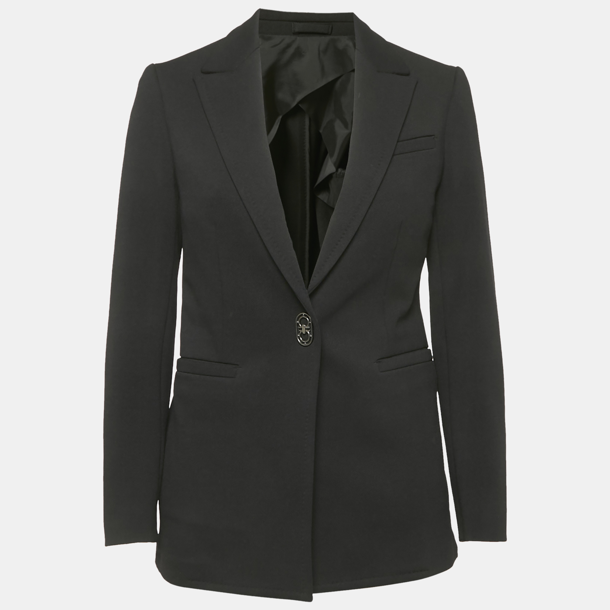 

Salvatore Ferragamo Black Gabardine Single Breasted Blazer S