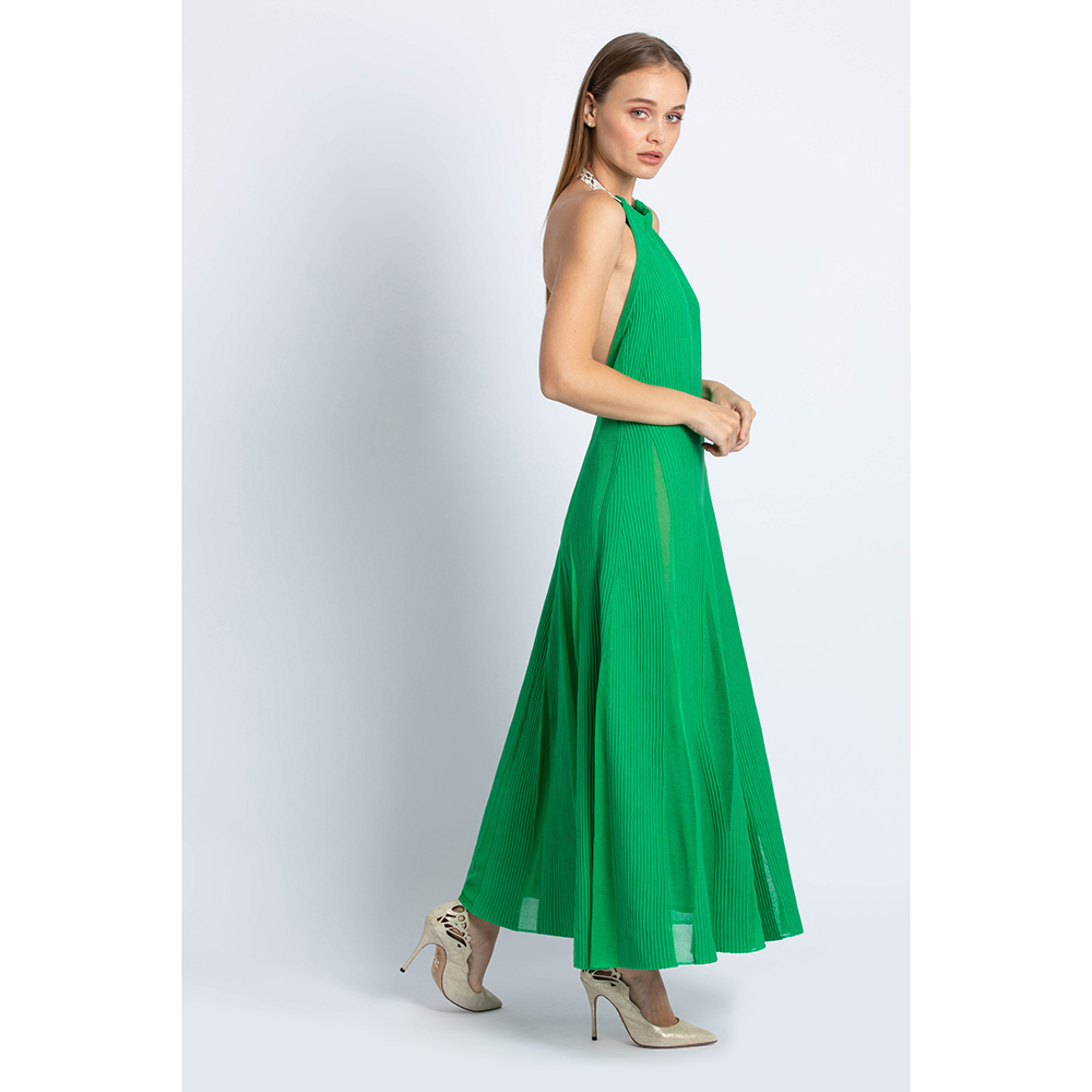 

Salvatore Ferragamo Green Halter Knitted Tent Dress