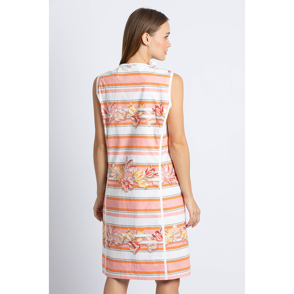 

Salvatore Ferragamo Orange Floral Stripes Wrap Around Dress  (IT 44