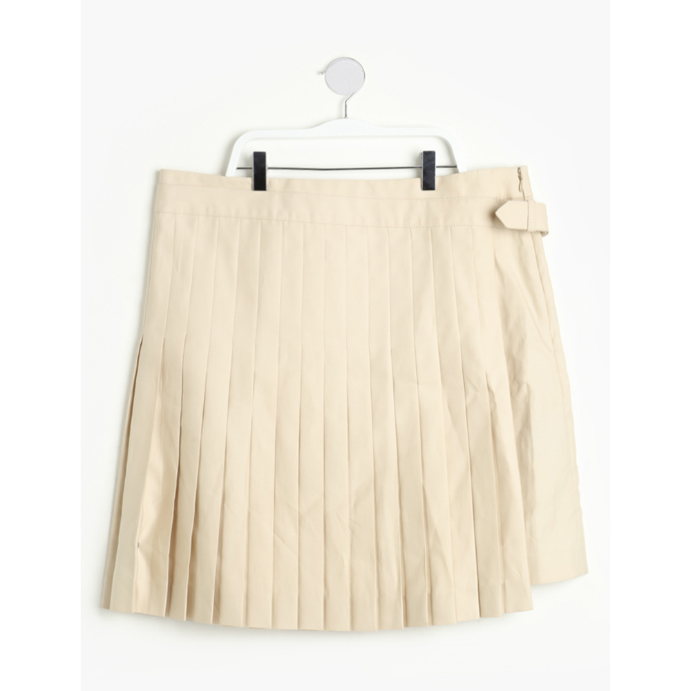 

Salvatore Ferragamo Beige Plain Pleated Overlap Design Skirt  (IT 46