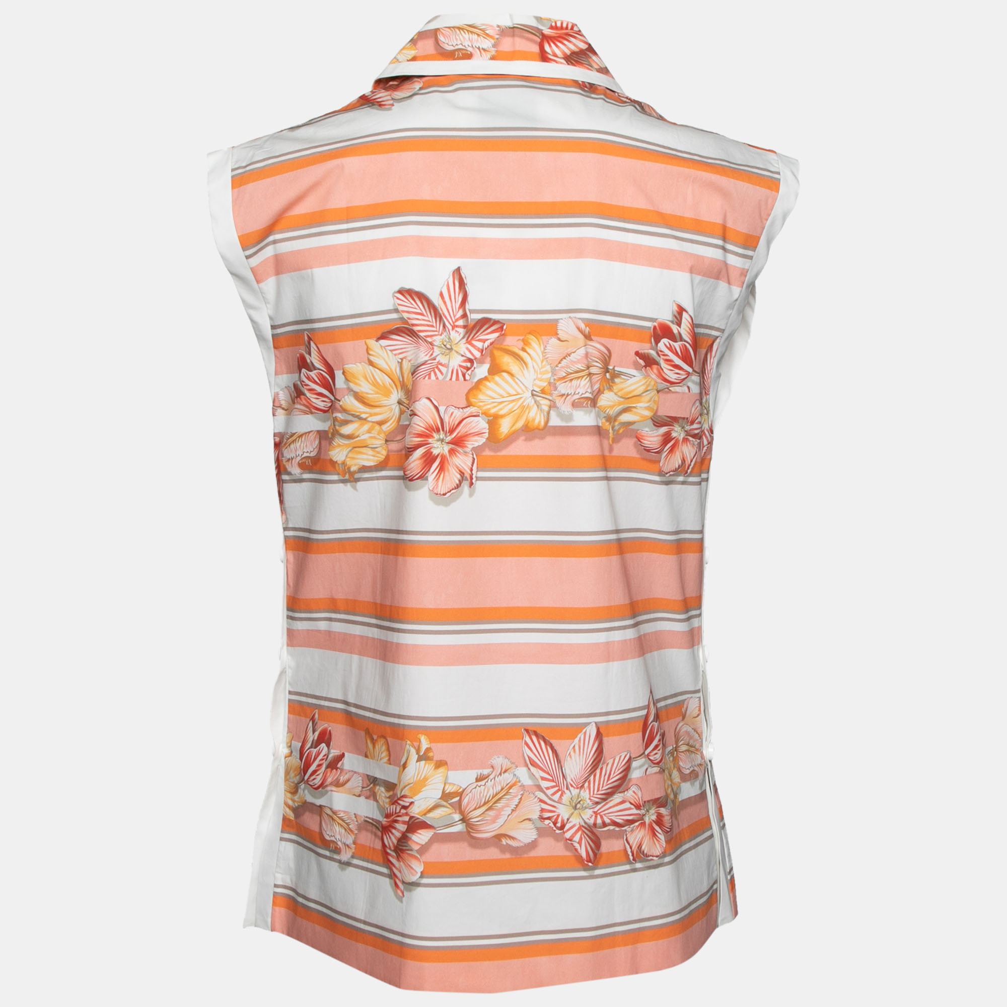 

Salvatore Ferragamo Multicolor Printed Cotton Sleeveless Shirt