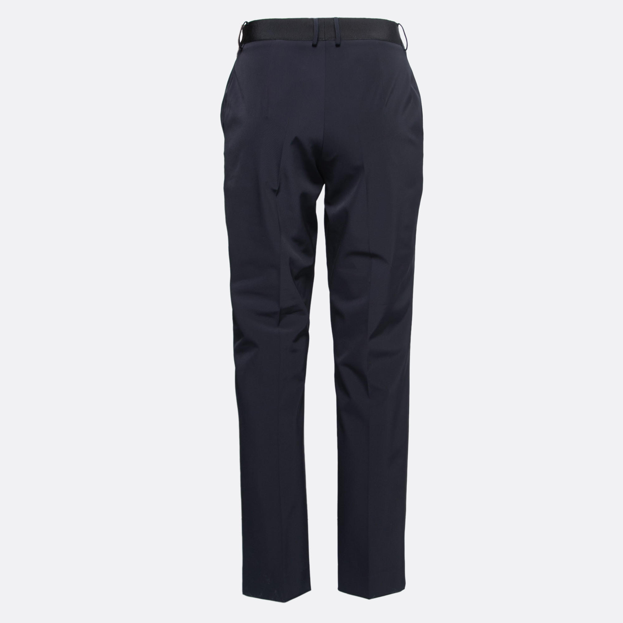 

Salvatore Ferragamo Navy Blue Stretch Twill Buckle Detail Trousers