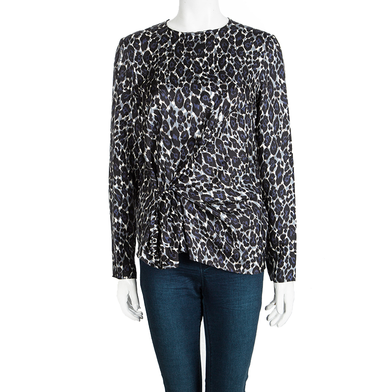 

Salvatore Ferragamo Multicolor Printed Silk Tie Detail Long Sleeve Blouse