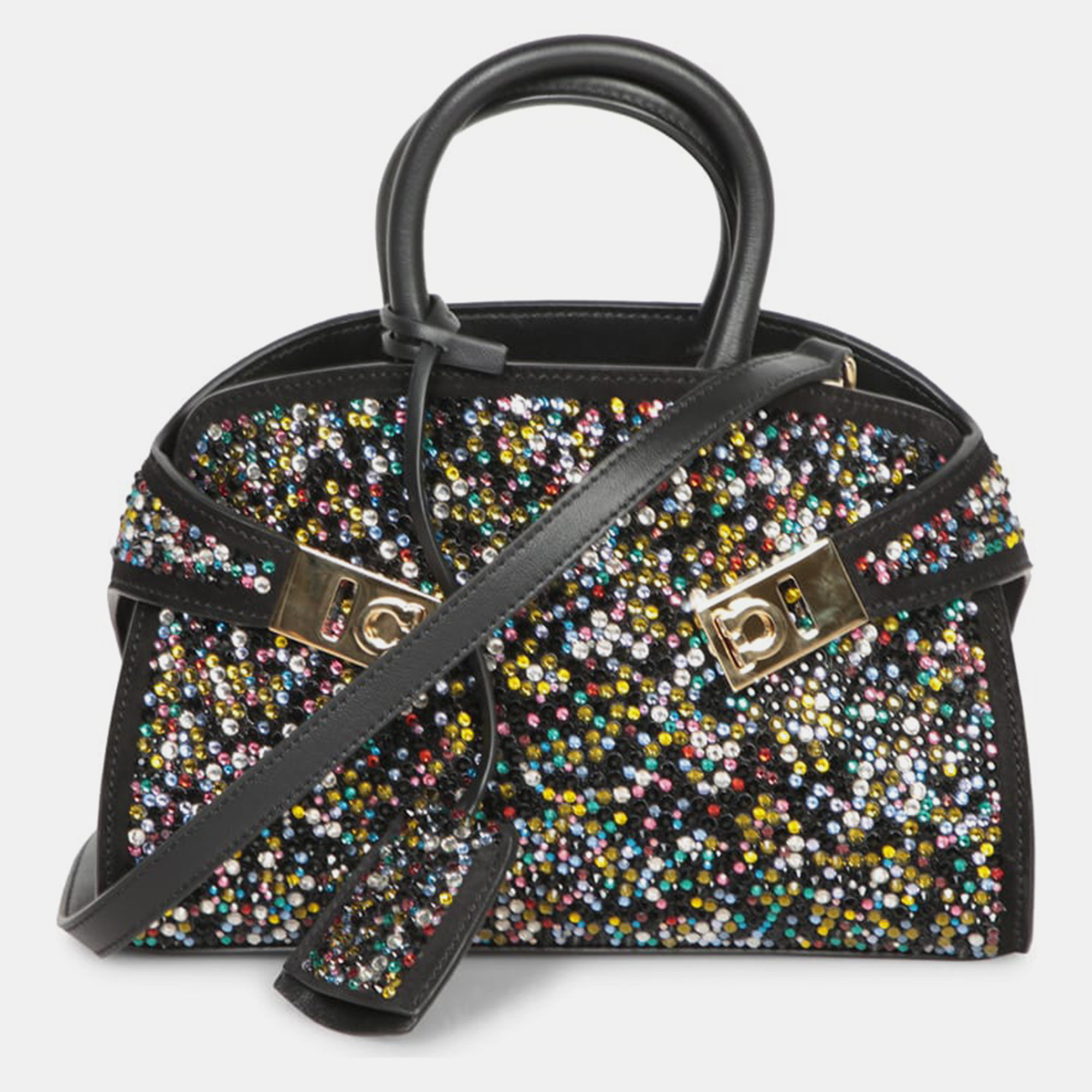 

Ferragamo Multicolor Black Hug Mini Rhinestone Bag