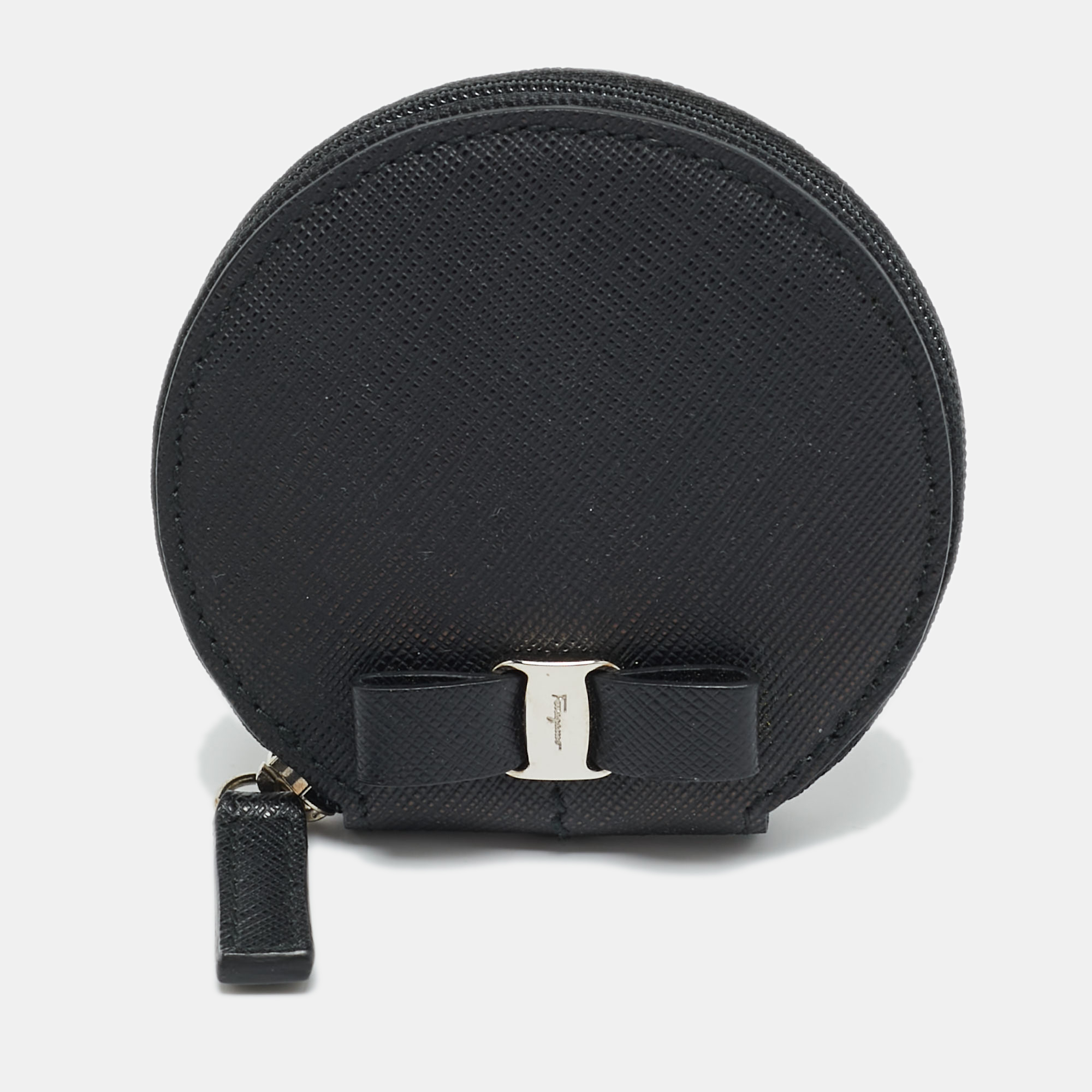 

Salvatore Ferragamo Vara Bow Black Leather Round Coin Purse