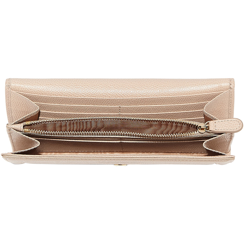 

Salvatore Ferragamo Macadamia Pebble Calf Leather Vara Bow Continental Wallet, Beige