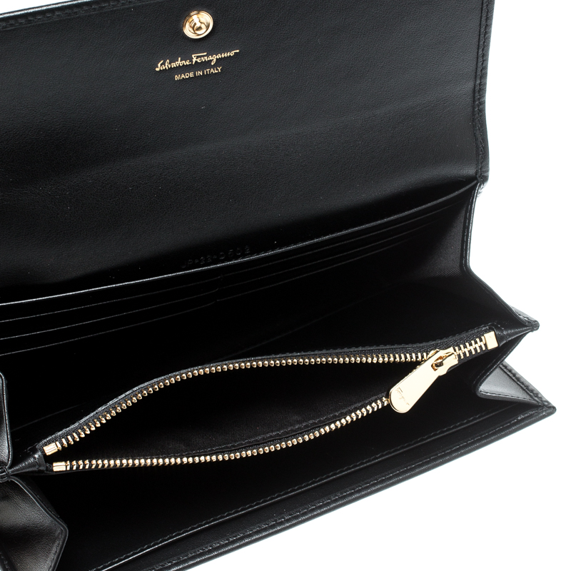 

Salvatore Ferragamo Black Studded Leather Continental Wallet