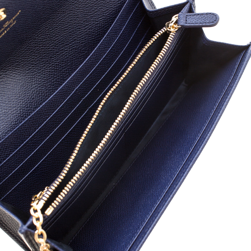

Salvatore Ferragamo Blue Leather Double Gancio Continental Wallet