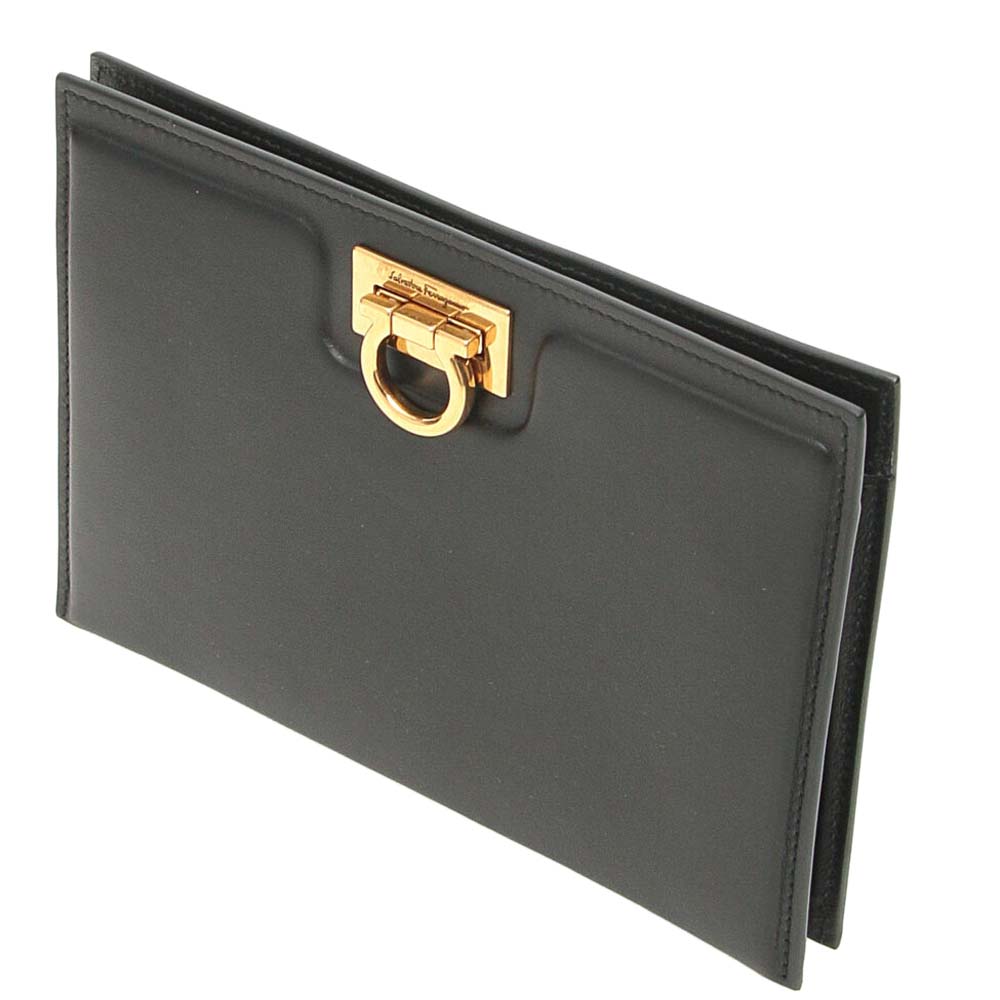

Salvatore Ferragamo Black Leather Trifolio Belt Bag