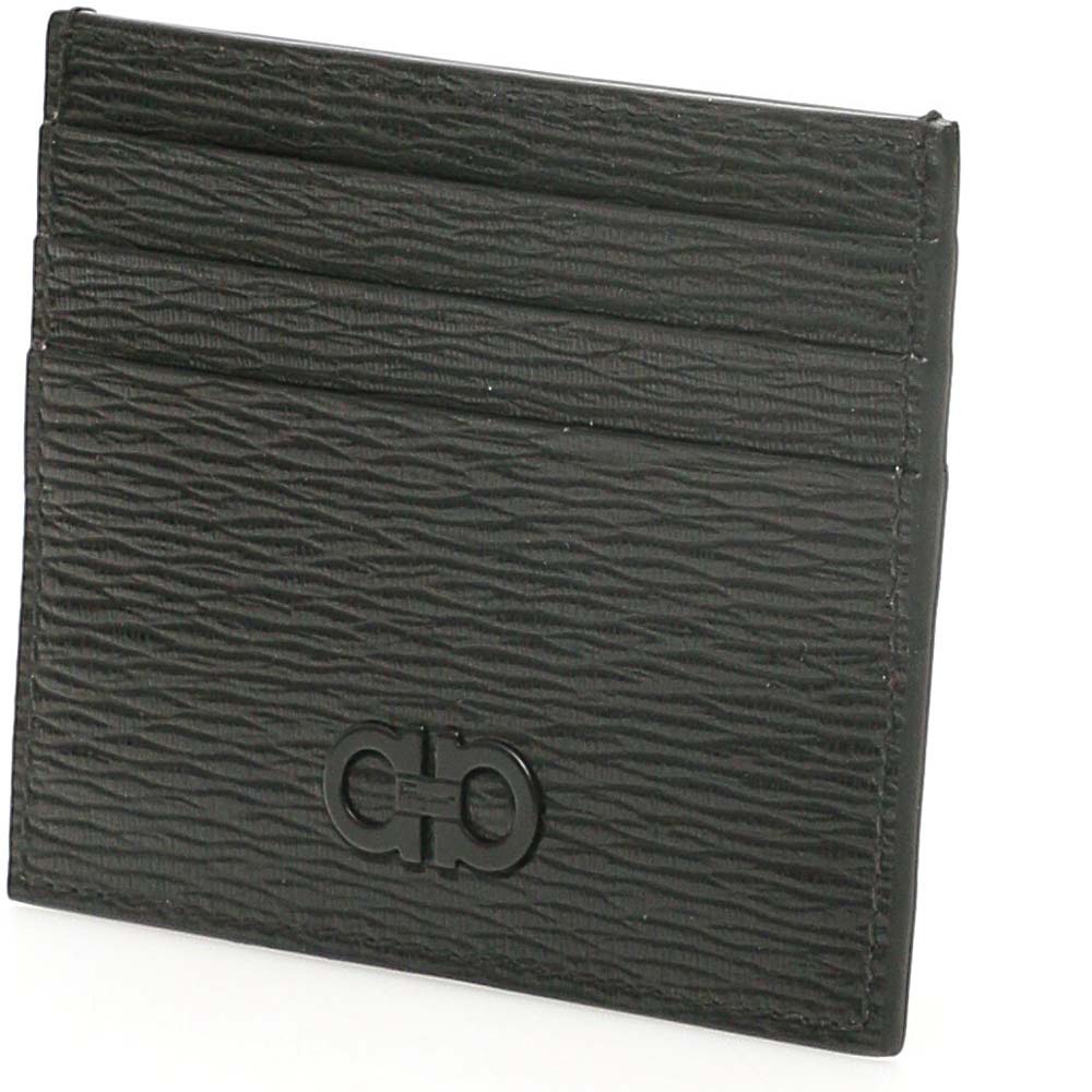 

Salvatore Ferragamo Black Leather Gancini Card holder