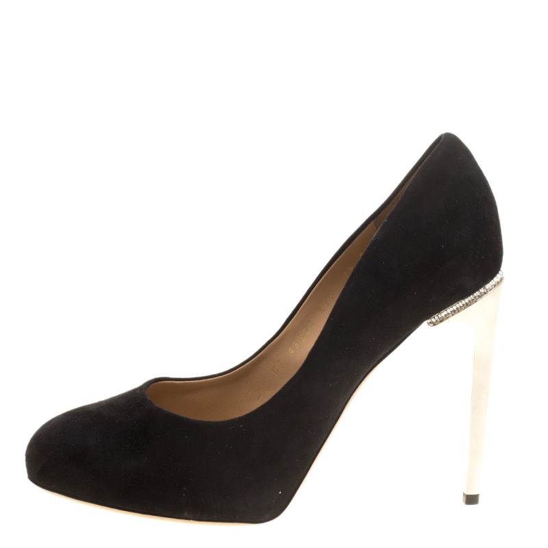 

Salvatore Ferragamo Black Suede Crystal Trim Lolita Pumps Size