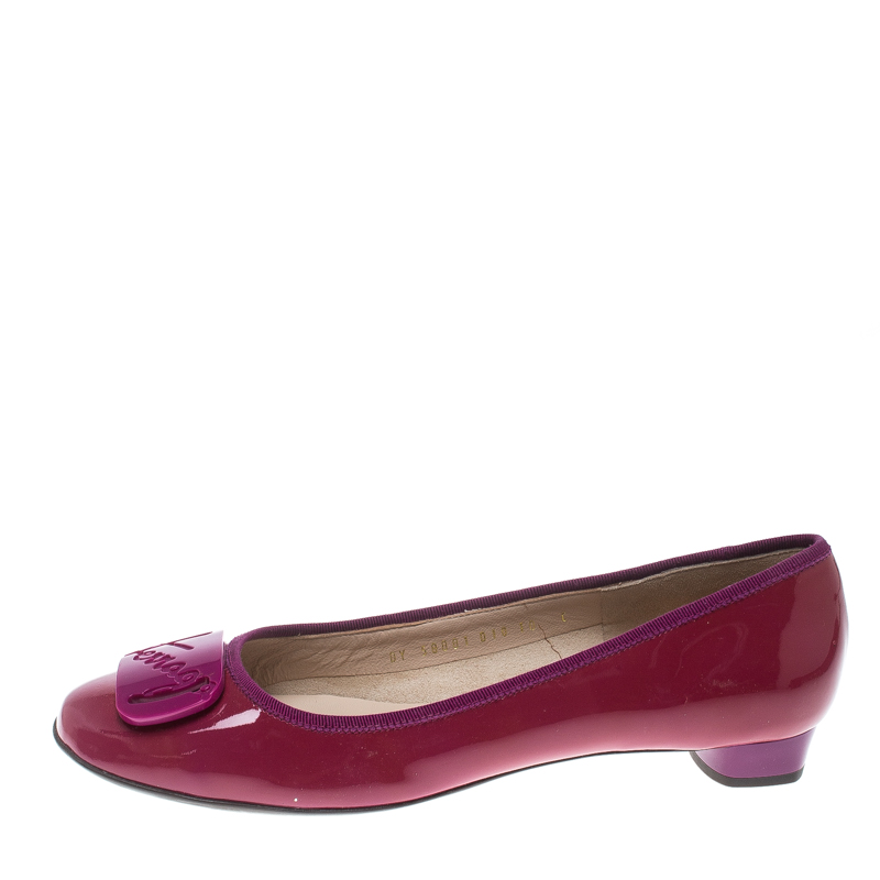 

Salvatore Ferragamo Pink Patent Leather My Charmel Flats Size