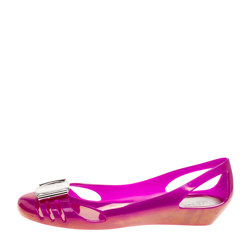 

Salvatore Ferragamo Purple Jelly Bermuda Flats Size