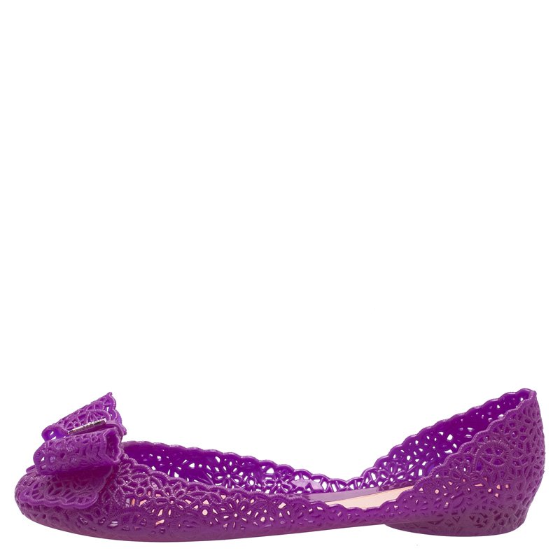 

Salvatore Ferragamo Purple Nilly Jelly Bow Ballet Flats Size