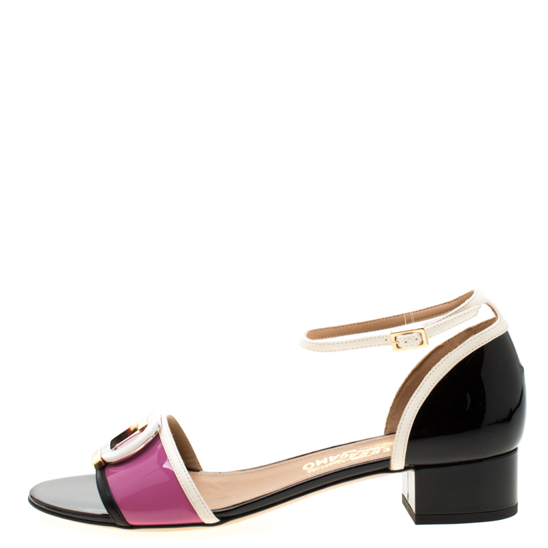 

Salvatore Ferragamo Tricolor Patent Leather Ankle Strap Sandals Size, Multicolor