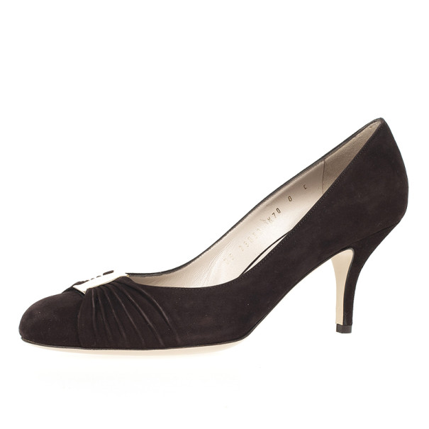 Pre Owned Salvatore Ferragamo Brown Suede Cady Pumps Size 38.5