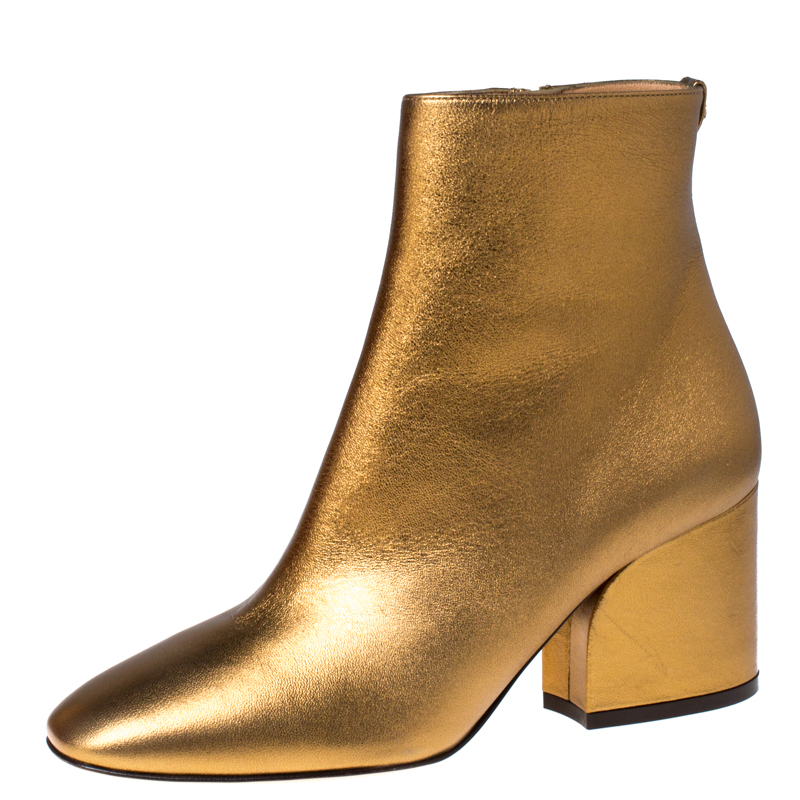 gold metallic ankle boots