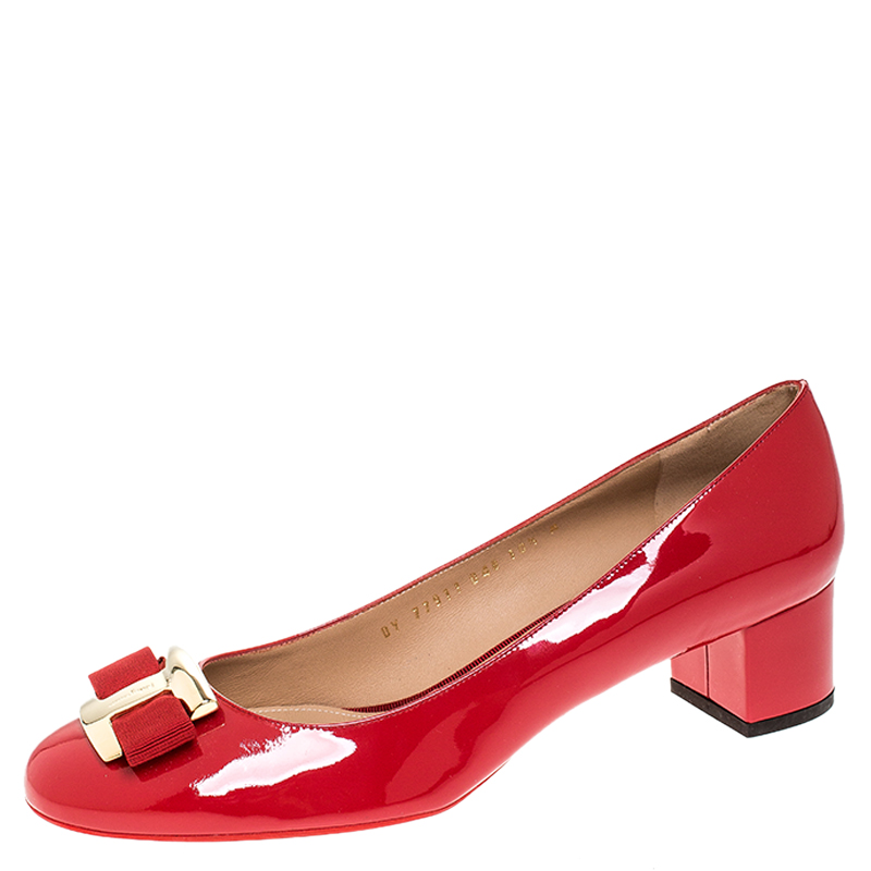 red patent ballet pumps