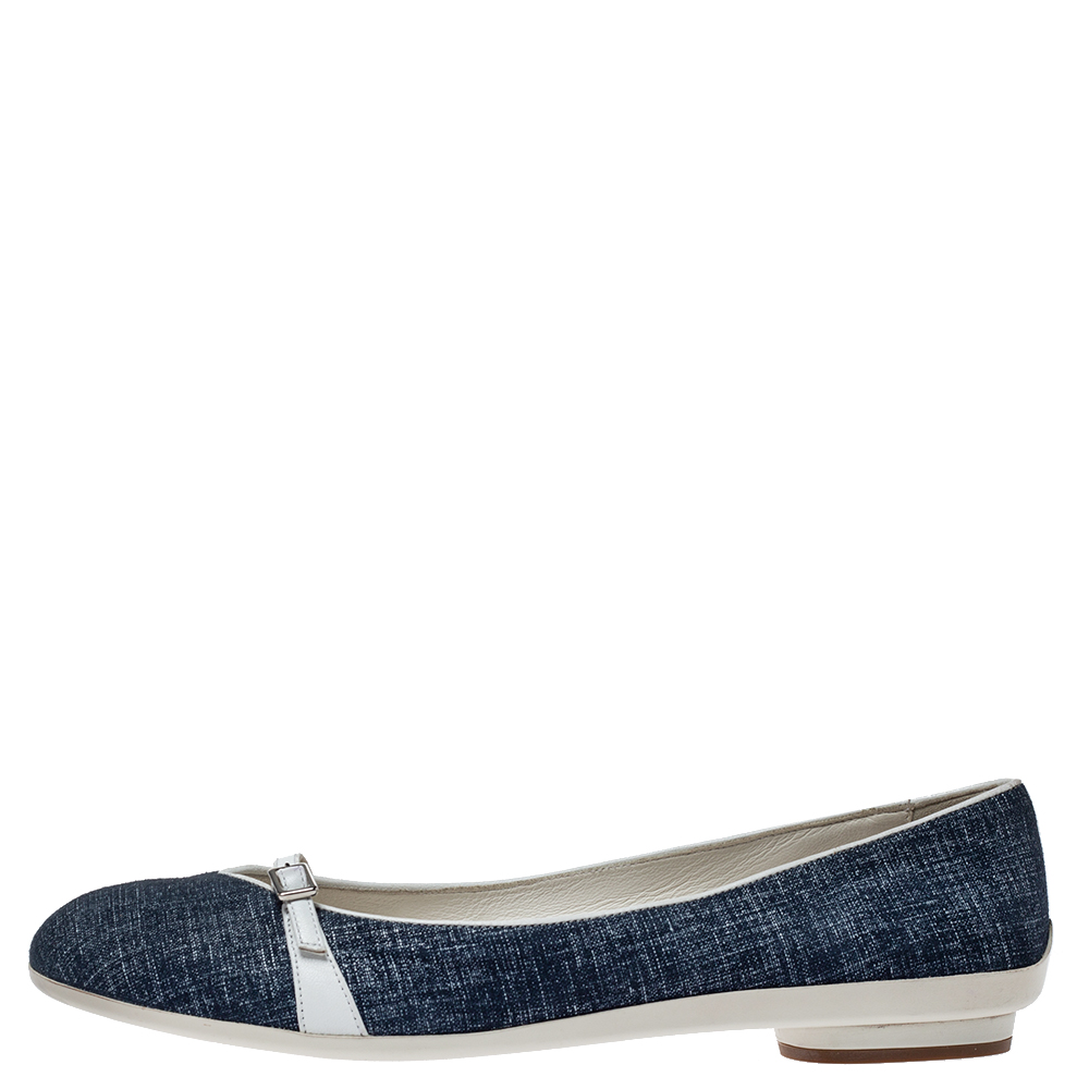 

Salvatore Ferragamo Blue Denim Audrey Ballet Flats Size