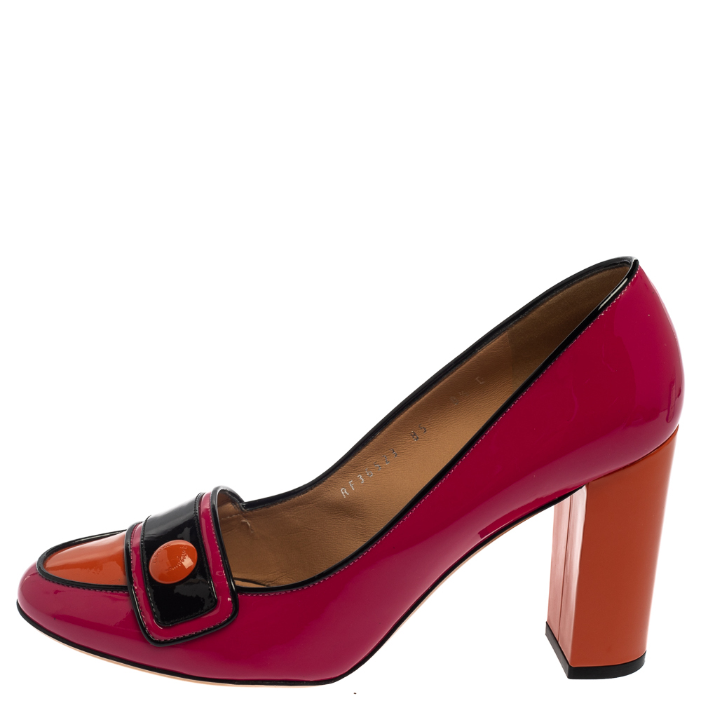 

Salvatore Ferragamo Multicolor Patent Leather Pacita Pumps Size