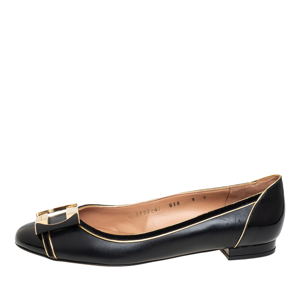 

Salvatore Ferragamo Patent And Leather Missy Ballet Flats Size, Black