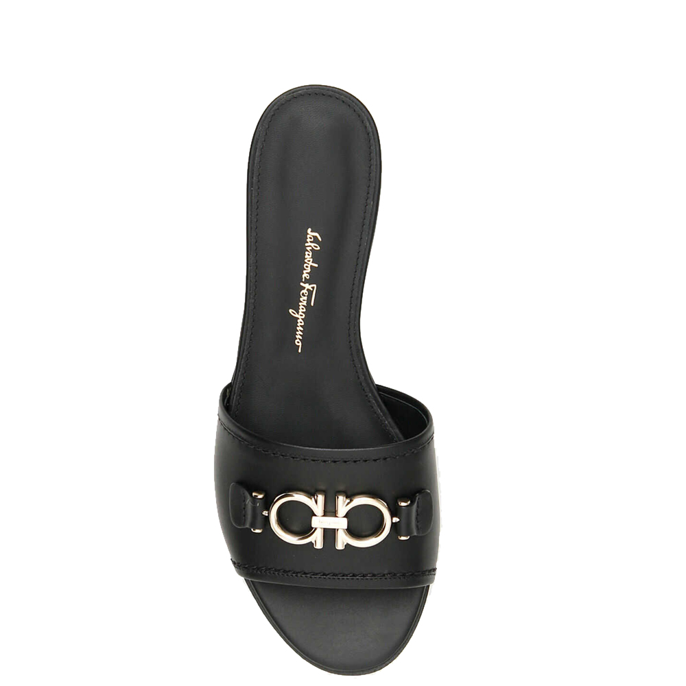 

Salvatore Ferragamo Black Leather Gancini Slides Size EU  US 6.5