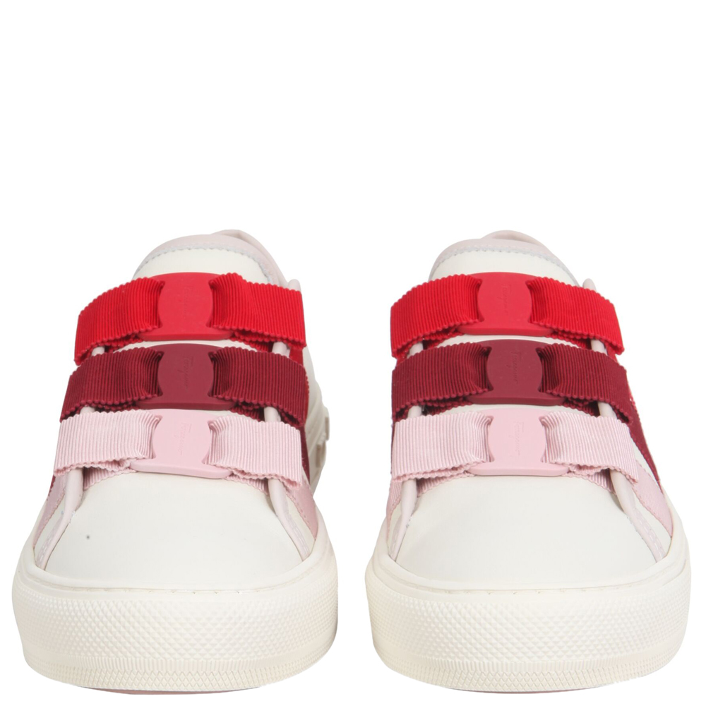

Salvatore Ferragamo White/Red Vara Bow Sneakers Size EU  Size US 9