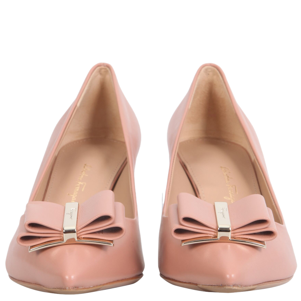 

Salvatore Ferragamo Pink Leather Vara Bow Pumps Size EU  US 9