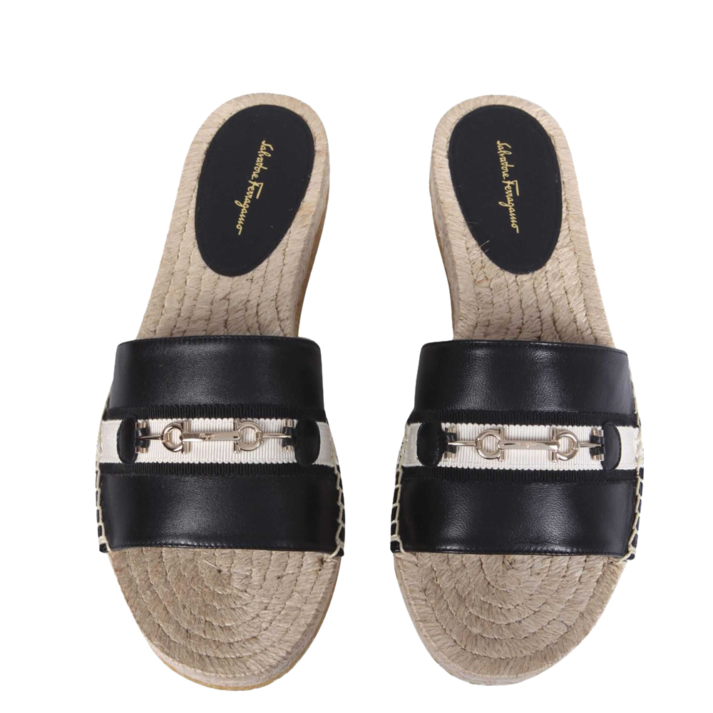 

Salvatore Ferragamo Black Horse Bit Espadrilles Size US 6/EU