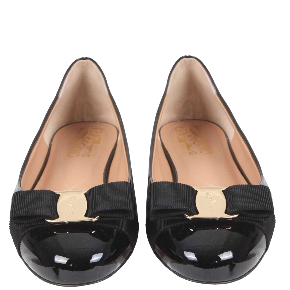 

Salvatore Ferragamo Black Varina Ballet Flats Size US 7/EU37.5