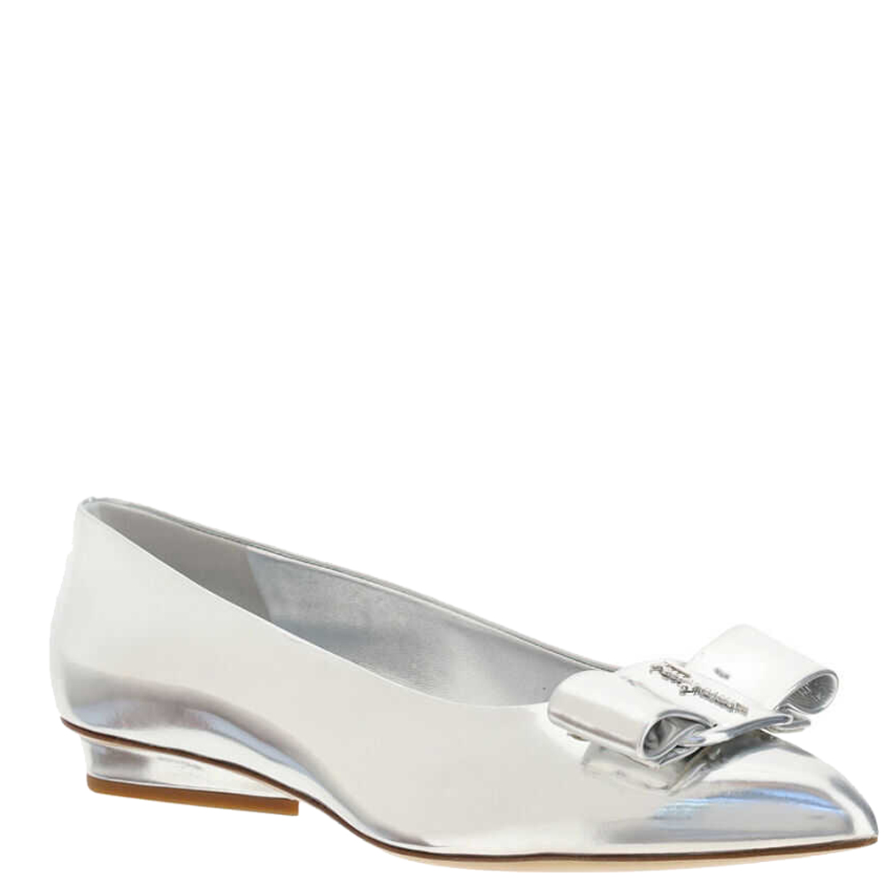 

Salvatore Ferragamo Silver Varina Ballet Flats Size US 9.5/EU