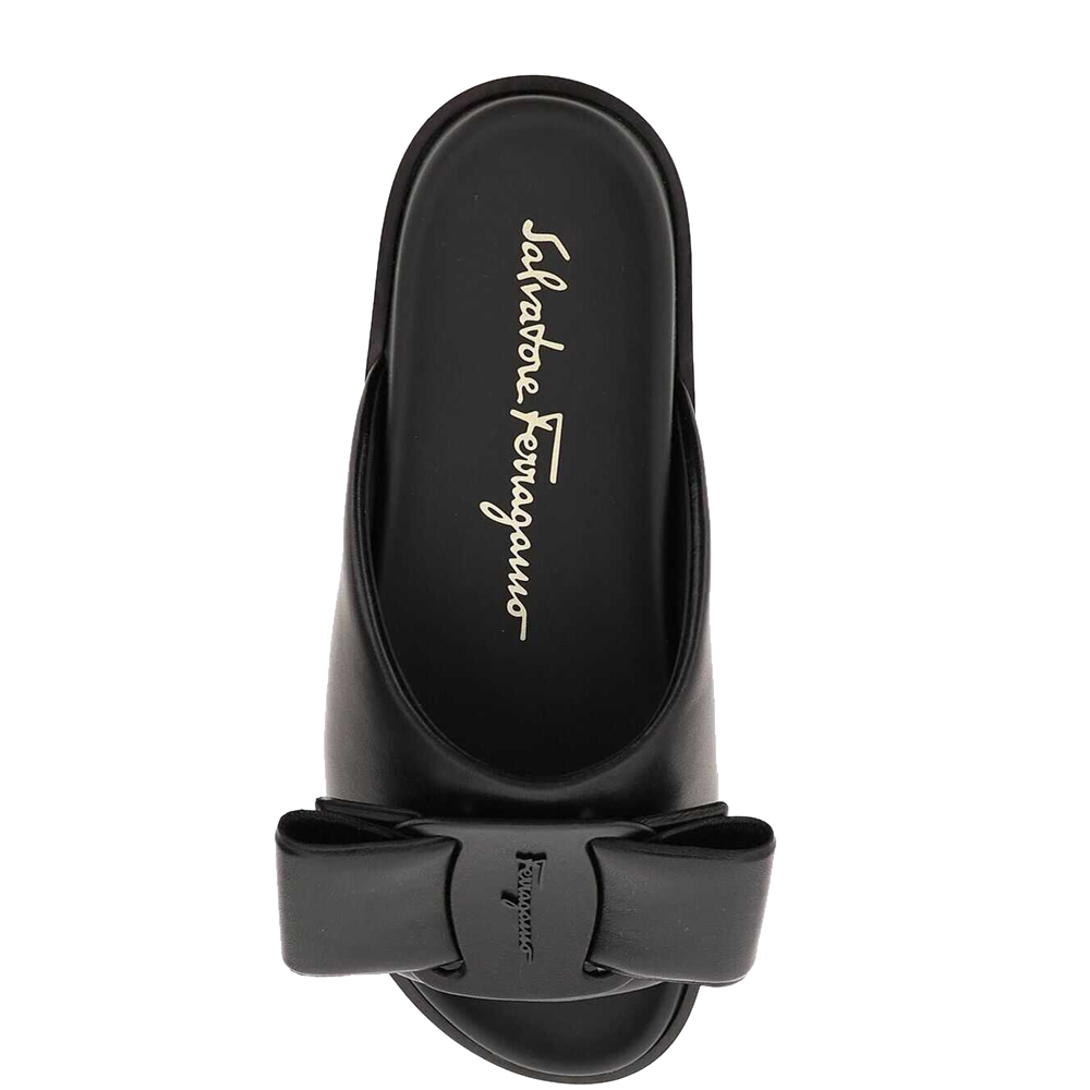 

Salvatore Ferragamo Black Bow Slide Sandals Size US 7.5 EU
