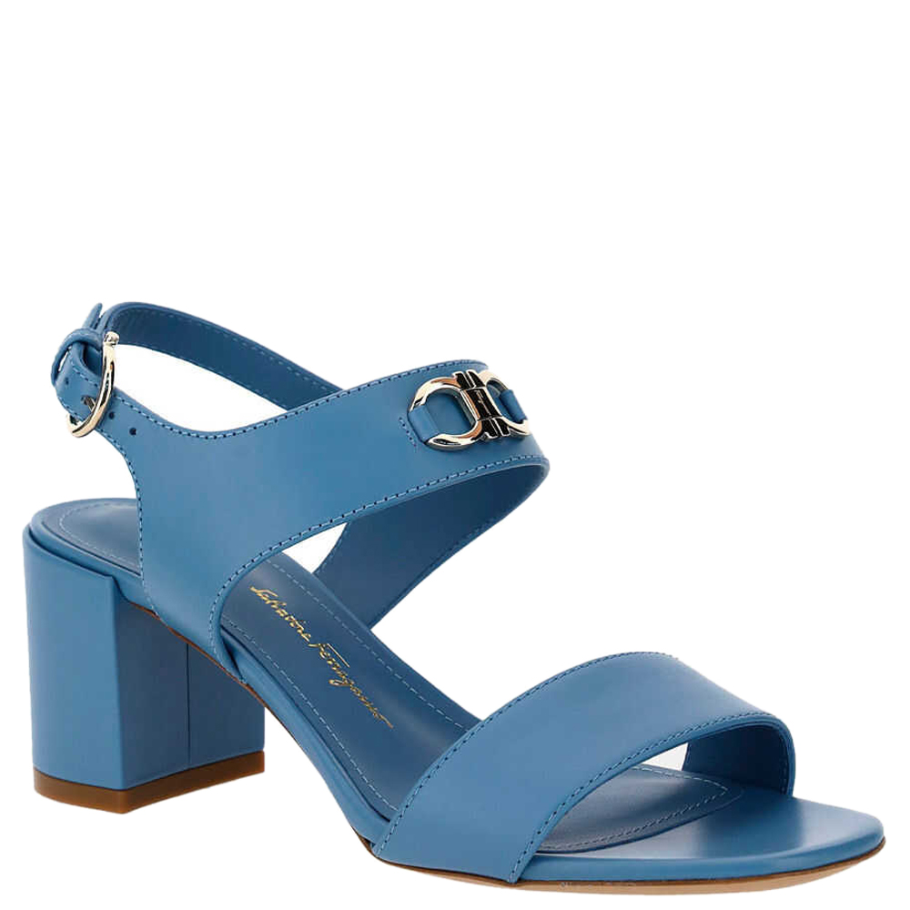 

Salvatore Ferragamo Blue Leather Gancini Sandals Size US 7.5 EU