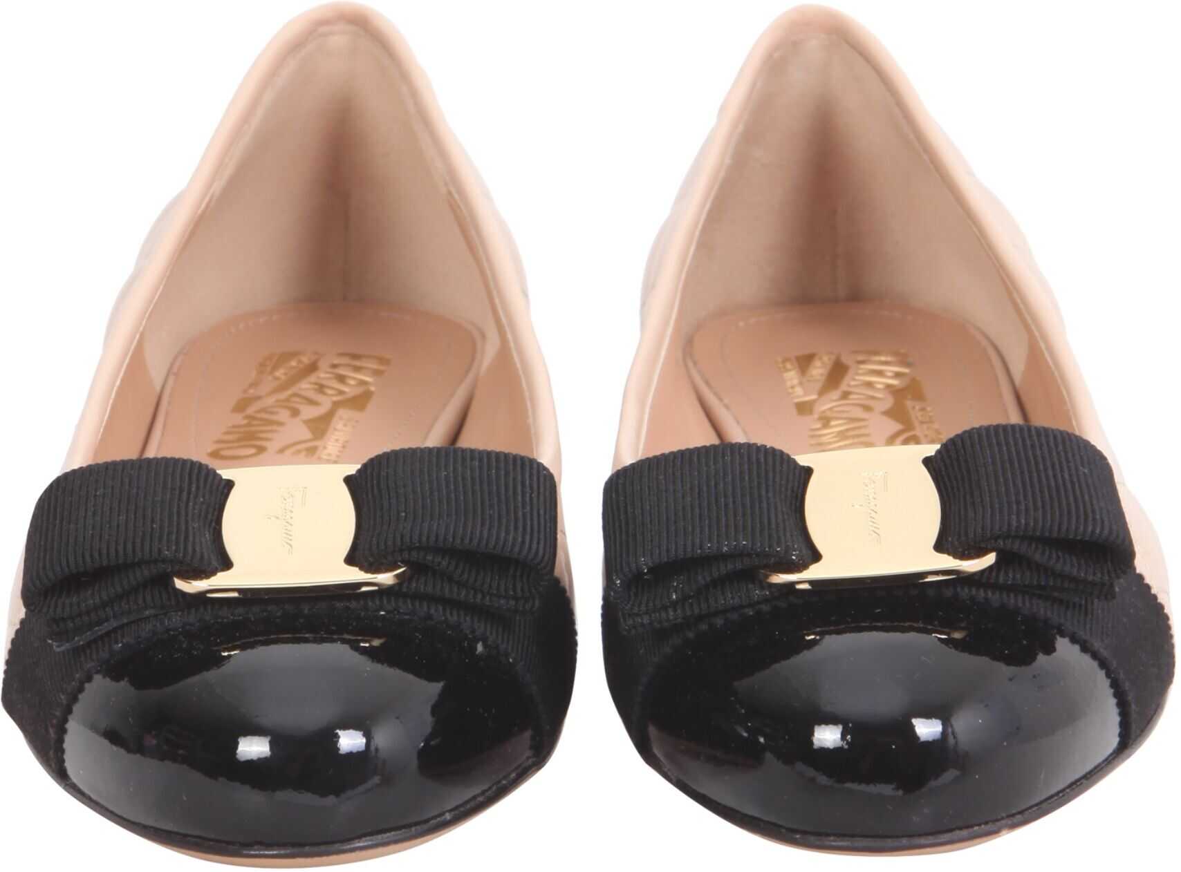 

Salvatore Ferragamo Pink/Black Varina Ballet Flats Size US 7.5 EU