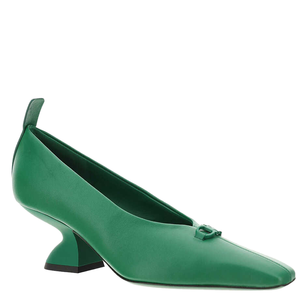 

Salvatore Ferragamo Green Leather F Heel Pumps Size US 9.5 EU