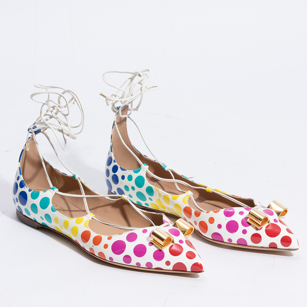 

Salvatore Ferragamo Multicolor Leather Claire Polka Dots Flats Size EU