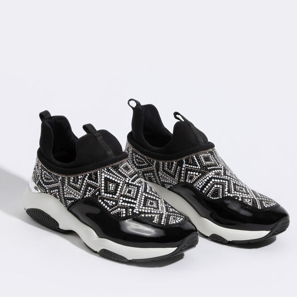 

Salvatore Ferragamo Black Leather/Mesh Giollymosaic Sneakers Size EU