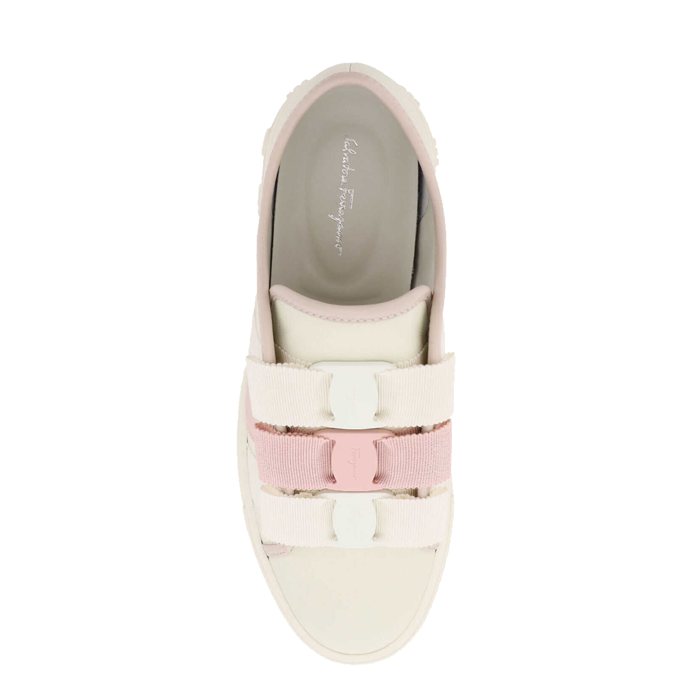 

Salvatore Ferragamo White Leather Rubber Nataly Vara Bow Sneakers Size EU, Pink