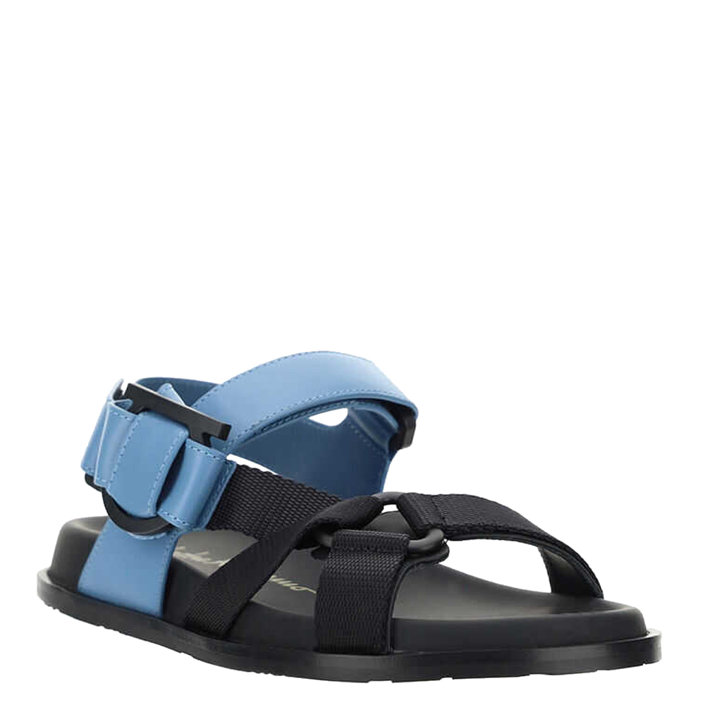 

Salvatore Ferragamo Blue/Black Leather Rubber Sandals Size EU