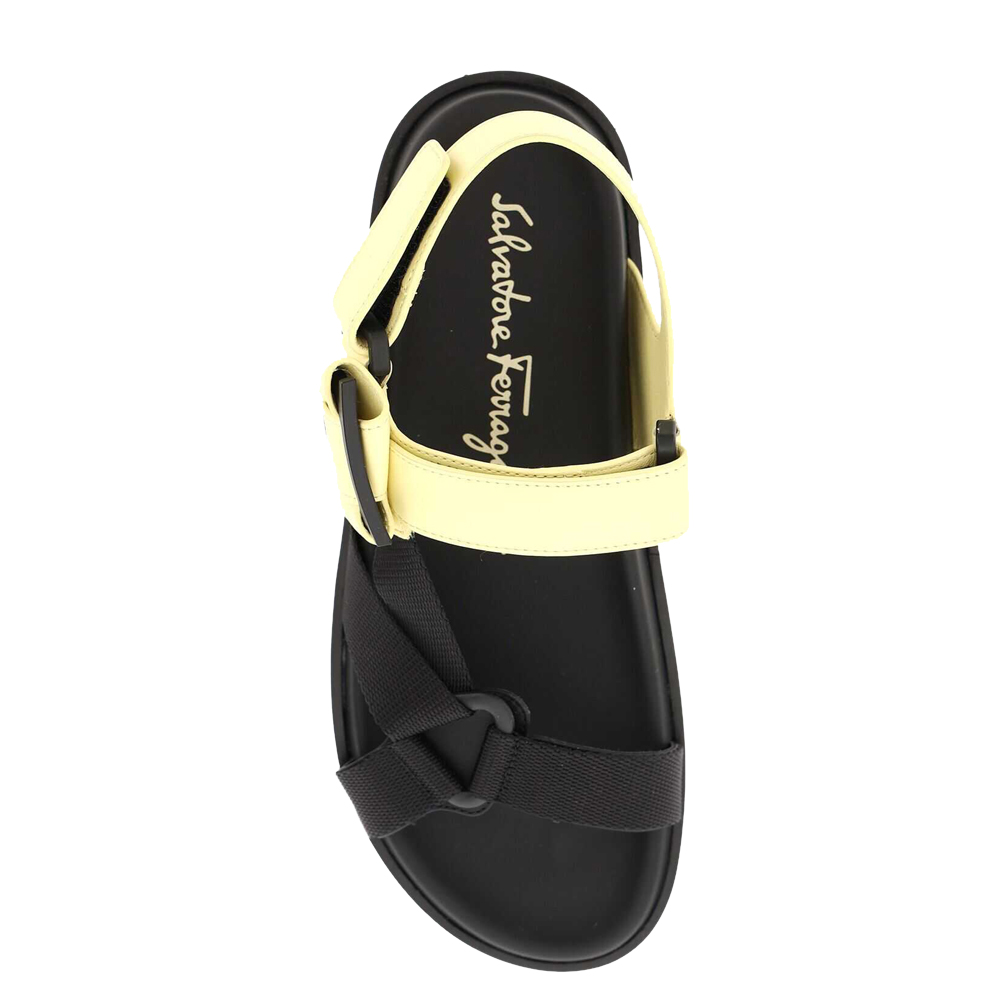 

Salvatore Ferragamo Yellow/Black Calf Leather Gancini Sporty Sandals Size EU