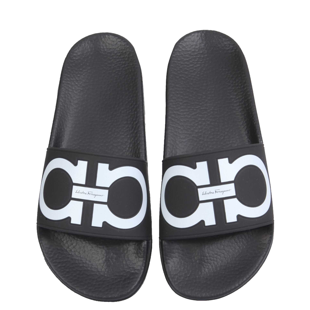 

Salvatore Ferragamo Black Gancini Slides Size EU