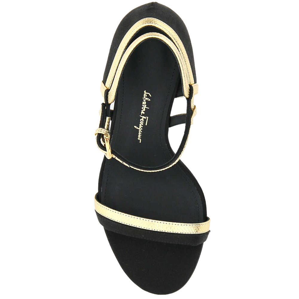 

Salvatore Ferragamo Black Satin Malmo Two-Tone Sandals Size US 5.5 EU