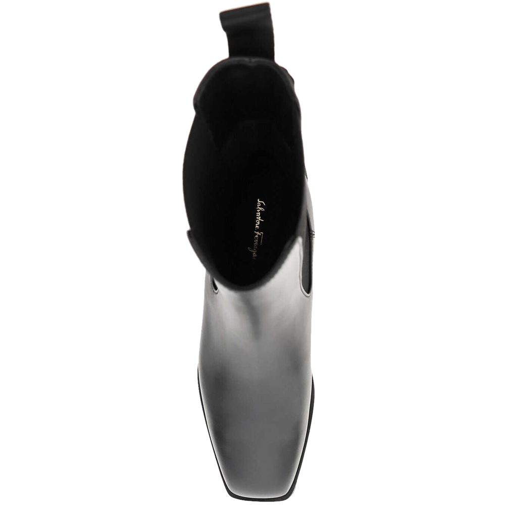 

Salvatore Ferragamo Black Calf Leather Chelsea With Wedge Heel Boots Size US 4.5 EU
