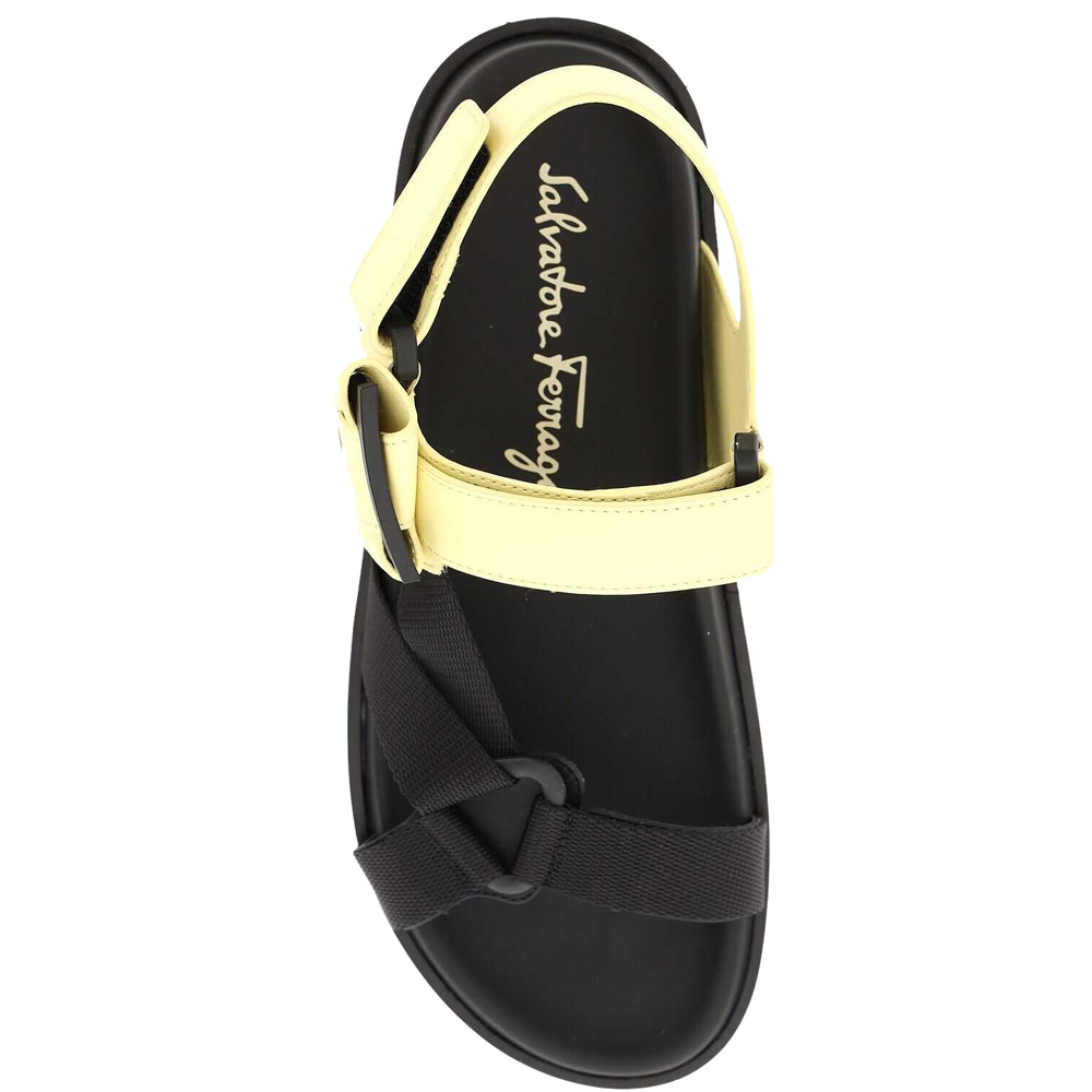 

Salvatore Ferragamo Black/Yellow Leather Gancini Sandal Size US 8.5 EU