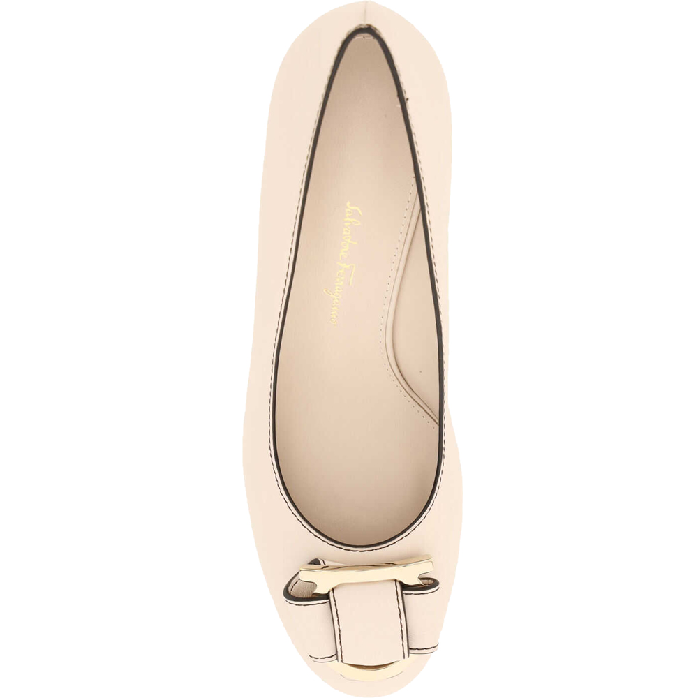 

Salvatore Ferragamo Beige Leather 55 Gancini Pumps Size US 6.5 EU