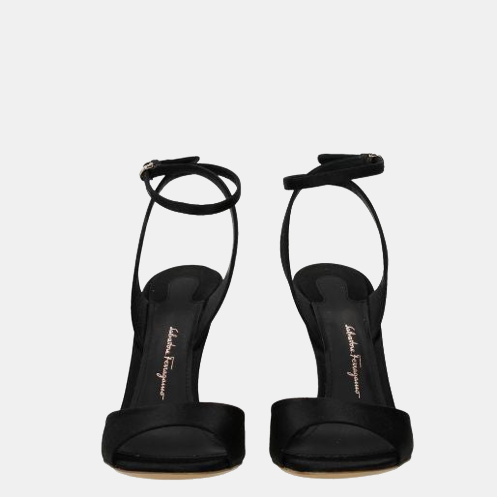

Salvatore Ferragamo Black Arsina Satin Sandals Size US 6.5
